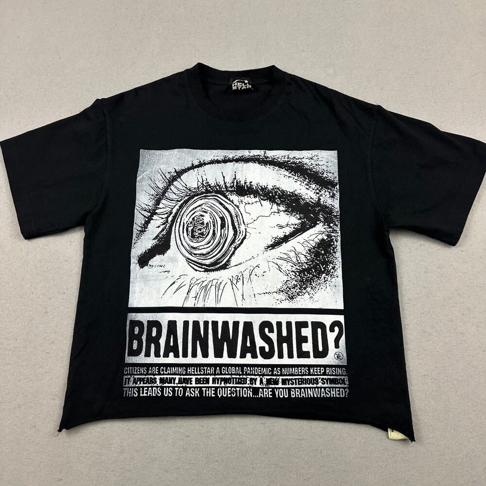 Hellstar Brainwashed T-Shirt Men Black Silver Eyeball Graphic XL Authentic
